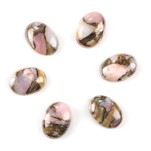 Lo último en concha de abulón de cobre de ópalo Rosa Natural, 10x14mm, cabujón calibrado con parte posterior plana ovalada, fabricación de joyas de piedras preciosas sueltas de confianza - Product Image 1