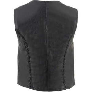 Chaleco de Motociclista Clásico de Cuero Negro para Mujer, Marca Samroz Sports, con Cierre de Cremallera - Product Image 2