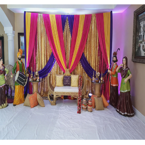 การตกแต่งเวทีเมห์นดีธีมพันจาบีฟิวชั่น  การตกแต่งเวทีเมห์นดีที่น่าทึ่ง ชุดเวทีเมห์นดีสีสันสดใสพร้อมรูปปั้นพันจาบี สหรัฐอเมริกา - Product Image 1