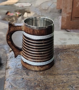 Eco-Friendly Polished Wooden Viking <b>Mug</b> with Hand Carved Engraving and Animal Design-Valentine's Day & Halloween Gift - Product Image 3