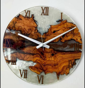 <b>Modern</b> Style Hot Design Epoxy Wooden <b>Wall</b> <b>Clock</b> Wholesale Resin <b>Clock</b> For Home Hotel & Restaurants <b>Wall</b> Watch Round Shape Brown - Product Image 2