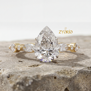 Pear Cut Lab Grown Diamond Engagement <b>Ring</b> 925 <b>Silver</b> Plated VS1 Clarity 0.89ct <b>Solitaire</b> Wedding <b>Ring</b> Women Luxury Bridal Party - Product Image 2