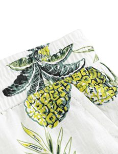 Shorts de plage pour hommes, imprimé floral tropical, taille élastique avec cordon de serrage, décontracté, coloré, blanc, pour l'été et les vacances - Product Image 4