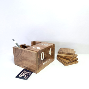 Bàn Bằng Gỗ Lịch Set Với Chủ Bút Và Uống Đế Lót Ly Làm Từ Cao Cấp Xoài Gỗ Cho Phong Cách Văn Phòng Bảng Trang Trí Nội Thất - Product Image 5