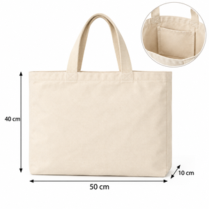 Sac fourre-tout en toile de coton naturel de 10 oz avec poche intérieure 50x40x10cm, logo personnalisé, sac de shopping promotionnel en gros, OEM B2B SNC14B - Product Image 2