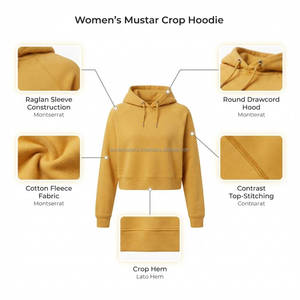 Sudadera Corta con Capucha para Mujer, Sudadera Corta con Capucha para Dama, Estilo Casual Urbano, Moda, Logotipo Personalizado, OEM, Venta al por Mayor de Fábrica - Product Image 5