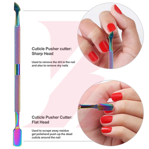 2 pièces, pousse-cuticules et coupe-cuticules multicolores avec étui de rangement, pousse-cuticules professionnel, dissolvant de vernis à ongles - Product Image 6