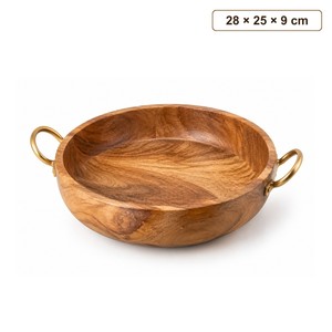 ชามไม้มะม่วงพร้อมหูจับทองเหลืองขายส่ง |   งานฝีมือจากอินเดีย - Product Image 1