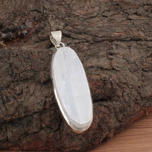 Large Vintage Rainbow Gemstone Pendant 925 Sterling <b>Silver</b> Bezel Setting <b>Simple</b> <b>Necklace</b> Colorful Iridescent Stone Jewelry - Product Image 1