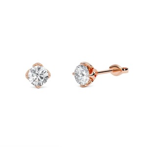 Boucles d'oreilles clous en diamant rond de 0,30 ct, diamant cultivé en laboratoire, en or 18 carats et platine - Product Image 3