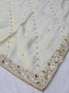 Dupatta de créateur en tissu Georgette haut de gamme, broderie florale, sequins et perles, pour mariage, tenue de soirée, mode ethnique - Product Image 5