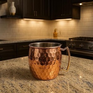 Handcrafted copper <b>mug</b> hammered finish durable build for Moscow mule cocktails keeps drinks icy cold stylish barware gift - Product Image 5