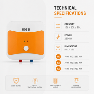 ROSSI Gold 10L Storage Water Heater Made in Vietnam Factory Price Wholesales Price OEM ODM Service Electric Boiler Tank - Product Image 2