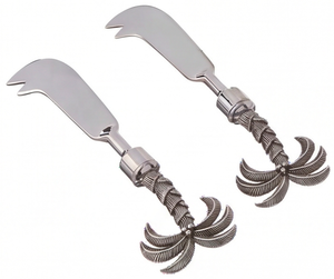Designer Leaf Handle <b>Cheese</b> <b>Knife</b> <b>Set</b> In Stainless Steel Elegant Silver Flatware For Home Kitchen Dining And Serving Use - Product Image 1