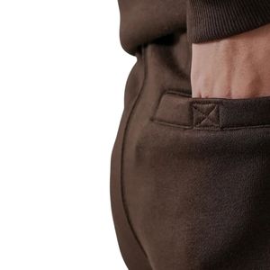 Conjunto de Sudadera y Pantalón Deportivo Extra Grande para Mujer, Color Marrón, de Algodón y Felpa, Dos Piezas, Ropa Deportiva Informal, Venta al Por Mayor, Logotipo Personalizado OEM - Product Image 5