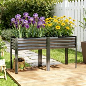 Fioriera e Vaso Rialzati Grigio Scuro per Giardino - Product Image 1