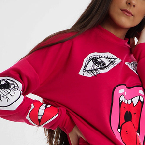 Sweat-shirt pour femme imprimé DTG, mélange de polyester et de coton, col rond décontracté, manches longues, pull personnalisé avec motif graphique, streetwear - Product Image 5