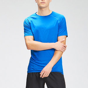 เสื้อยืดคอกลมแขนสั้นสีเขียวอมฟ้าสำหรับผู้ชาย ทรงปกติ แห้งเร็ว ผ้าถักโพลีเอสเตอร์ สไตล์ลำลอง สีพื้น ดีไซน์เรียบง่าย - Product Image 4