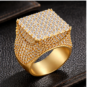 SHRAMAN DIAMOND Trendy Original Design Men's Iced 925 Solid Silver Pave Rhodium Plated Large Square Moissanite Hip Hop Fine Ring - Product Image 3