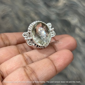 Anillos de Amatista Verde Natural Hechos a Mano con Baño de Plata sobre Latón para Mujer, Venta al Por Mayor para Fiestas, Precio de Fábrica, Joyería de Alta Calidad - Product Image 3