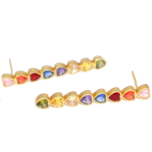 Antique Fashion Cubic Zirconia Gemstone Drop Shape 18K Gold Plated <b>Heart</b> Design Brass Metal Drop <b>Earring</b> For Women Wholesale - Product Image 3