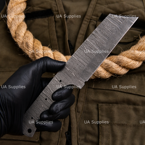 Cuchillo de Caza de Hoja Fija de Acero de Damasco Forjado a Mano, Punta Caída, Tipo Bull Cutter, Hoja Lisa, Espiga Completa, Kit DIY OEM para Fabricación - Product Image 2