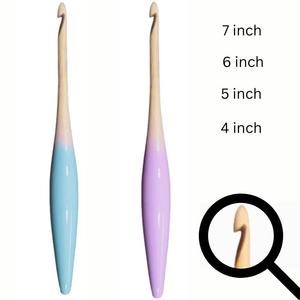 Los ganchos de ganchillo de madera semicoloreados más populares con agarre ergonómico y cómodo solo para negocios al por mayor y a granel - Product Image 4