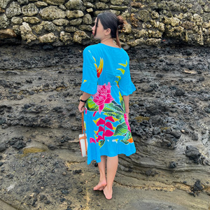 2025 nuevo diseño balinés artesanal rayón playa vestido diseño Floral pintado a mano Original hecho en Bali alta calidad - Product Image 6