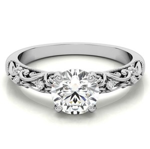 Anillo de Moissanita Plateado en Oro Blanco, Anillo de Compromiso de Lujo, Anillo de Boda, Anillo Solitario Brillante para Fiesta, Regalo de Aniversario para Mujer - Product Image 1