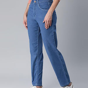 Jean slim en denim respirant taille haute pour femme, grande taille, écologique, extensible, coupe droite, décontracté, à enfiler - Product Image 6