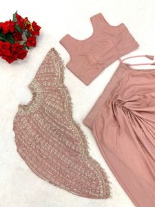 Lehenga Choli de Seda Crepe Premium Estilo Boutique Indio, Traje Tradicional para Fiestas y Bodas, Ropa Festiva para Mujer con Bordado y Lentejuelas - Product Image 6