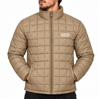 Veste matelassée moderne pour homme, vêtement d'extérieur matelassé en forme de losange, coupe-vent moderne, col montant, fermeture éclair, vêtement d'extérieur décontracté pour l'hiver