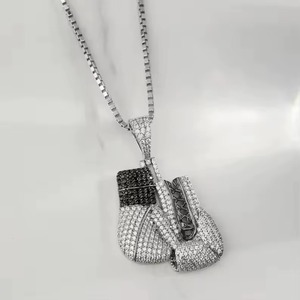 Hot Selling Gold Plated Boxing <b>Gloves</b> Solid 925 <b>Silver</b> Full Iced Out Moissanite Luxury Party Pendant for Men Women - Product Image 1