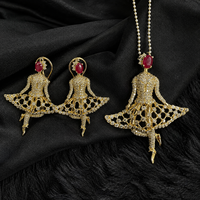 Juego de Pendientes con Colgante de Bailarina Artística en Oro de 10 Quilates con Diamantes Cultivados en Laboratorio E-F VVS VS, Joyería Nupcial