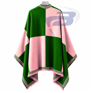 อัลฟ่า |   คาปา |   เสื้อคลุมคาร์ดิแกนสีเขียวและชมพูสำหรับผู้หญิงของ Alpha Sorority ผ้าคลุมไหล่ลายทางแบบเปิดด้านหน้า สวมใส่ได้ทุกวัน - Product Image 3