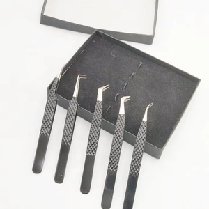 Juego de Pinzas para Extensión de Pestañas de Diseño Personalizado, Acero Inoxidable con Recubrimiento de Polvo Negro, Ligeras, Antibacterianas, para Cuidado Personal - Product Image 5