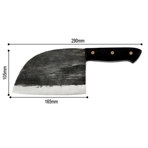 Couteau de boucher serbe forgé à la main en acier Damas, pointe tombante, manche en bois noir, couteau de survie haut de gamme pour la viande, les légumes et la cuisine - Product Image 6
