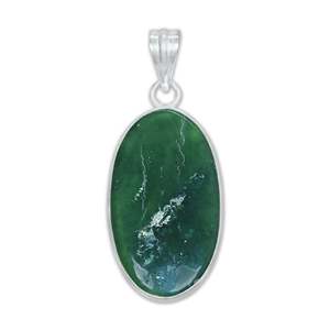 Colgantes y collares de moda para unisex con gemas de jade nefrita en forma de colgante de latón plateado al mejor precio. - Product Image 4