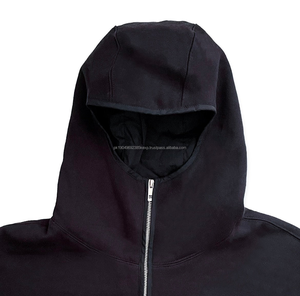 Balaclava personnalisée à fermeture éclair intégrale, en molleton français 100% coton, surdimensionné, thermique, poids lourd, broderie 3D, imperméable, unisexe - Product Image 1