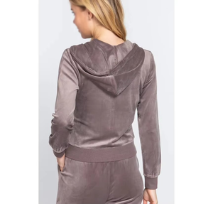 Ensemble de survêtement unisexe deux pièces en velours à manches longues avec fermeture éclair, épais, couleur unie, respirant, en polyester/nylon, design unique, pour l'automne - Product Image 2