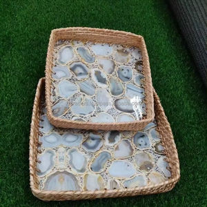 Elegante Juego de Bandejas para Servir Personalizables con Diseño Impreso en Esmalte, Hechas a Mano por Artesanos Indios con Concha de Nácar, Encantadoras para Ramadán - Product Image 3