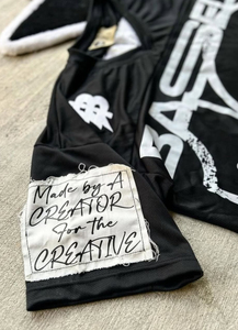 Custom Vintage Distressed Embroidered <b>Patchwork</b> Jersey-300 GSM Heavyweight Mesh Cropped Oversized Top 100% Polyester - Product Image 3