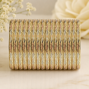 ORO-Z Three Tone Gold Plated Diamond Cut Geometric Textured Trendy <b>Bangles</b> for Women CNC Fashion Customized Jewelry Manufacturer - Product Image 2