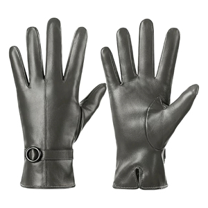 Gants de conduite longs en cuir pour femmes Opera, gants d'hiver thermiques chauds à doigts entiers avec boucle ronde - Product Image 3