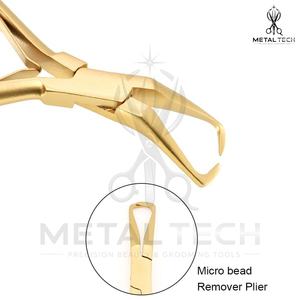 Juego de 2 Pinzas Doradas para Extensiones de Cabello con Empuñadura de Goma Blanca, Punta Curva y Recta, Herramienta para Remover Microperlas - Product Image 6