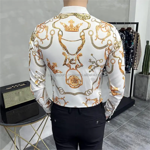 Camisa informal para hombre de algodón de manga larga con botones y cuello camisa de vestir formal para camisas de hombre - Product Image 3