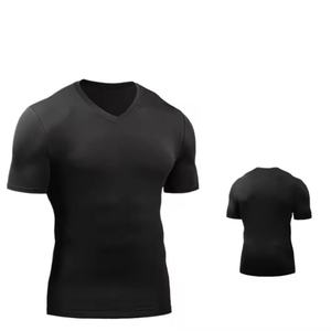 T-shirts personnalisés pour hommes, coupe ajustée, décontractés, respirants, en coton et élasthanne, coupe musculaire, col rond, vierges, vente en gros - Product Image 1