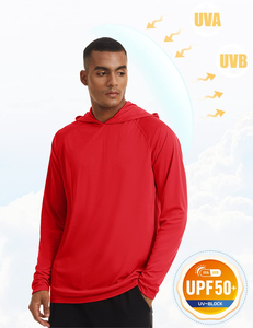เสื้อยืดตกปลาแขนยาวผู้ชายแบบมีฮู้ดน้ำหนักเบา สีพื้น ป้องกันแสงแดด UPF 50+ สำหรับเล่นกีฬาและตกปลา - Product Image 3