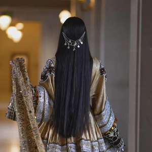 Vestido Étnico Tradicional Azul Regal Bordado con Patrones Intrincados, Atuendo Cultural Real, Vestido Elegante y Fluido - Product Image 1