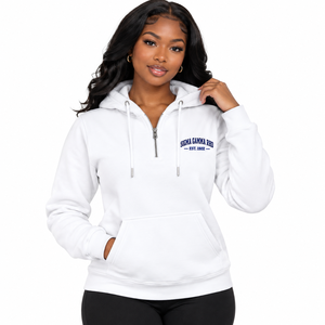 Sigma Gamma Rho <b>Women's</b> University Half Zip <b>Hoodie</b> <b>White</b> Greek Sorority Graphic Pullover Casual Campus Fashion Custom Streetwear - Product Image 1